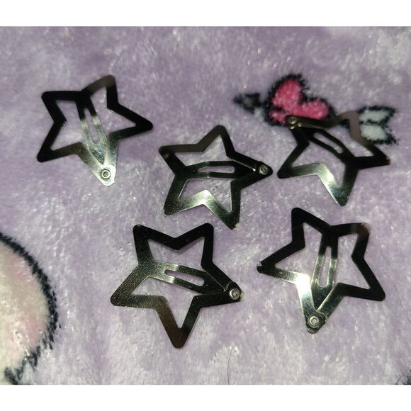 5 Silver Metal Gothic Star Hairclips Hair Accessory Girly Cutecore Alternative - Picture 5 of 5
